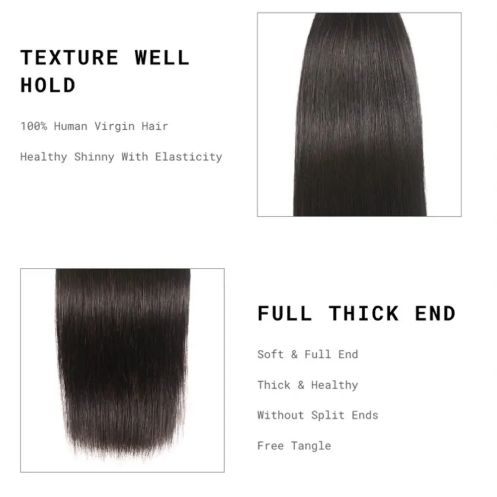 16 Inch Brazilian Human Hair Unprocessed Natural Straight black Hair Bu…